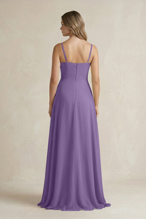 Spaghetti Strap Ruffled A - Line Chiffon Bridesmaid Dress in Tahiti - SHE IS ME Bridesmaid Dresses