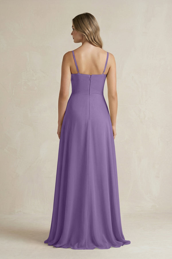 Spaghetti Strap Ruffled A - Line Chiffon Bridesmaid Dress in Tahiti - SHE IS ME Bridesmaid Dresses