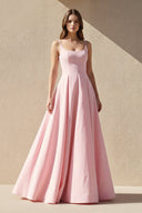 Square Neck A Line Gown in Pink - SHE IS ME