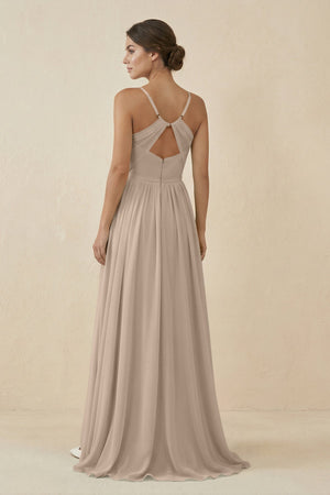 Sweetheart A - Line Chiffon Bridesmaid Dress in Almond - SHE IS ME Bridesmaid Dresses