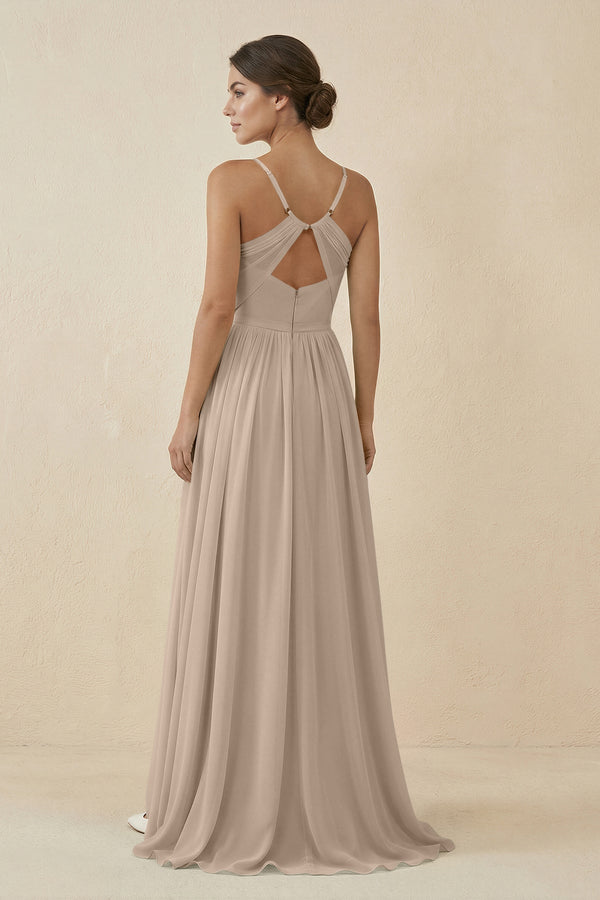 Sweetheart A - Line Chiffon Bridesmaid Dress in Almond - SHE IS ME Bridesmaid Dresses
