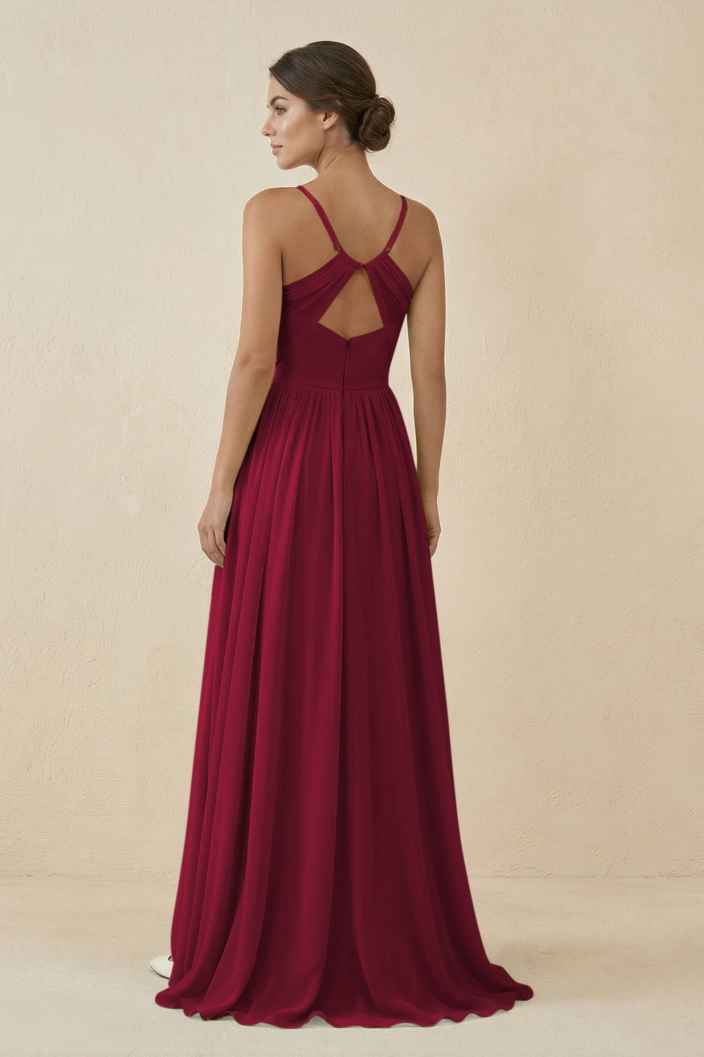 Sweetheart A - Line Chiffon Bridesmaid Dress in Berry - SHE IS ME Bridesmaid Dresses