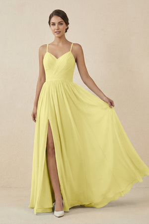 Sweetheart A - Line Chiffon Bridesmaid Dress in Buttercup - SHE IS ME Bridesmaid Dresses