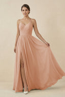 Sweetheart A - Line Chiffon Bridesmaid Dress in Champagne Rose - SHE IS ME Bridesmaid Dresses