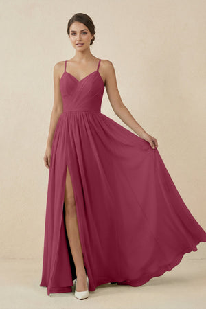 Sweetheart A - Line Chiffon Bridesmaid Dress in Desert Rose - SHE IS ME Bridesmaid Dresses