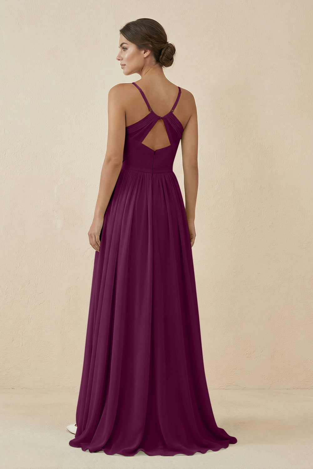 Sweetheart A - Line Chiffon Bridesmaid Dress in Fig - SHE IS ME Bridesmaid Dresses