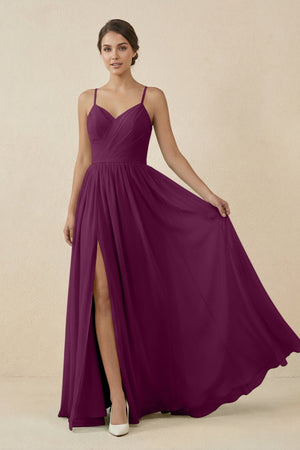 Sweetheart A - Line Chiffon Bridesmaid Dress in Fig - SHE IS ME Bridesmaid Dresses