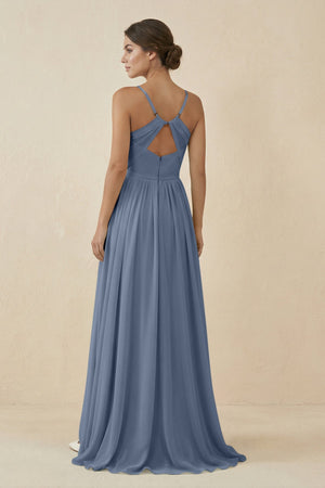 Sweetheart A - Line Chiffon Bridesmaid Dress in Neptune - SHE IS ME Bridesmaid Dresses