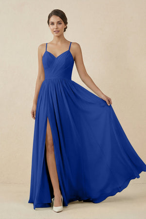 Sweetheart A - Line Chiffon Bridesmaid Dress in Royal Blue - SHE IS ME Bridesmaid Dresses