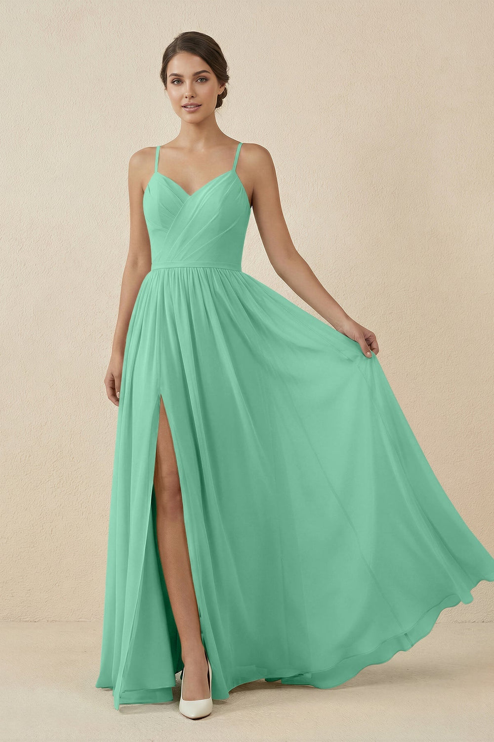 Sweetheart A - Line Chiffon Bridesmaid Dress in Turquoise - SHE IS ME Bridesmaid Dresses
