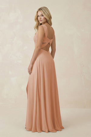 Sweetheart A - Line Chiffon Long Bridesmaid Dress in Champagne Rose - SHE IS ME Bridesmaid Dresses