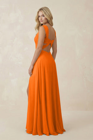 Sweetheart A - Line Chiffon Long Bridesmaid Dress in Cinnamon - SHE IS ME Bridesmaid Dresses