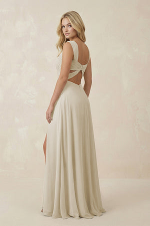 Sweetheart A - Line Chiffon Long Bridesmaid Dress in Dove Gray - SHE IS ME Bridesmaid Dresses