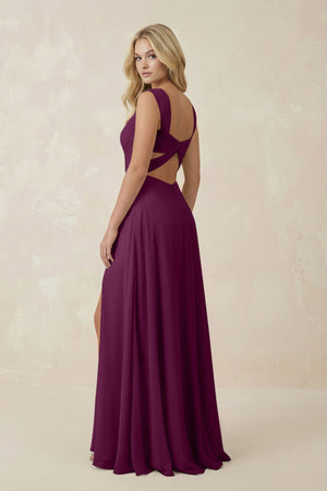 Sweetheart A - Line Chiffon Long Bridesmaid Dress in Fig - SHE IS ME Bridesmaid Dresses