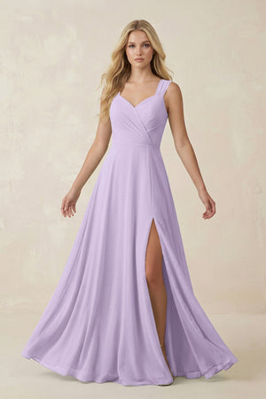 Sweetheart A - Line Chiffon Long Bridesmaid Dress in Lavender - SHE IS ME Bridesmaid Dresses