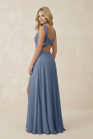Sweetheart A - Line Chiffon Long Bridesmaid Dress in Neptune - SHE IS ME Bridesmaid Dresses
