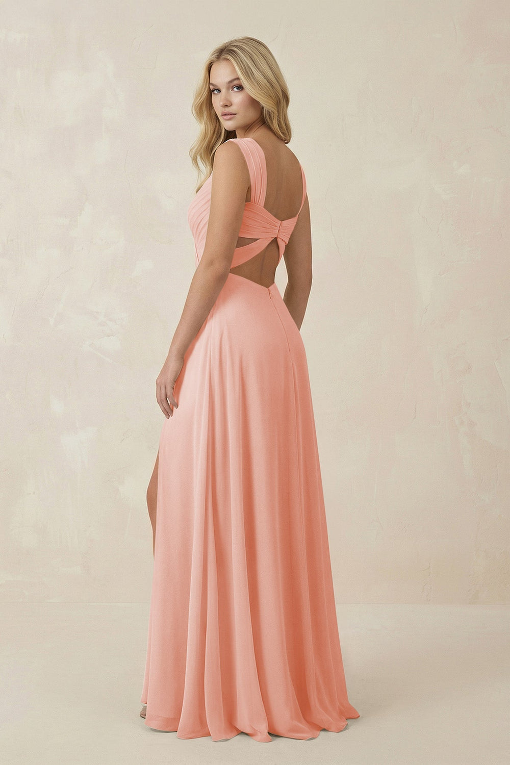 Sweetheart A - Line Chiffon Long Bridesmaid Dress in Rose Petal - SHE IS ME Bridesmaid Dresses