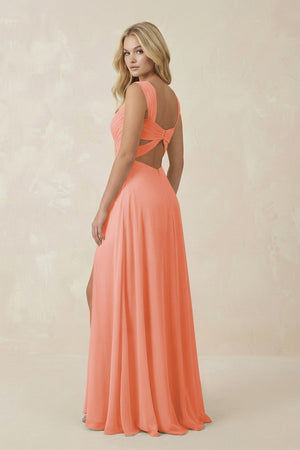 Sweetheart A - Line Chiffon Long Bridesmaid Dress in Rosette - SHE IS ME Bridesmaid Dresses