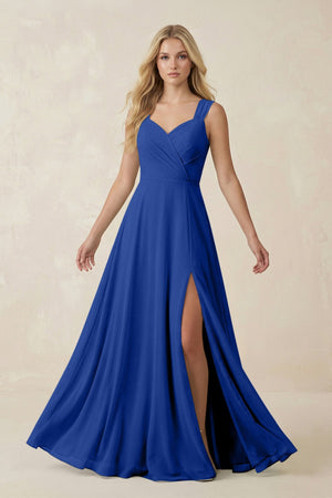 Sweetheart A - Line Chiffon Long Bridesmaid Dress in Royal Blue - SHE IS ME Bridesmaid Dresses