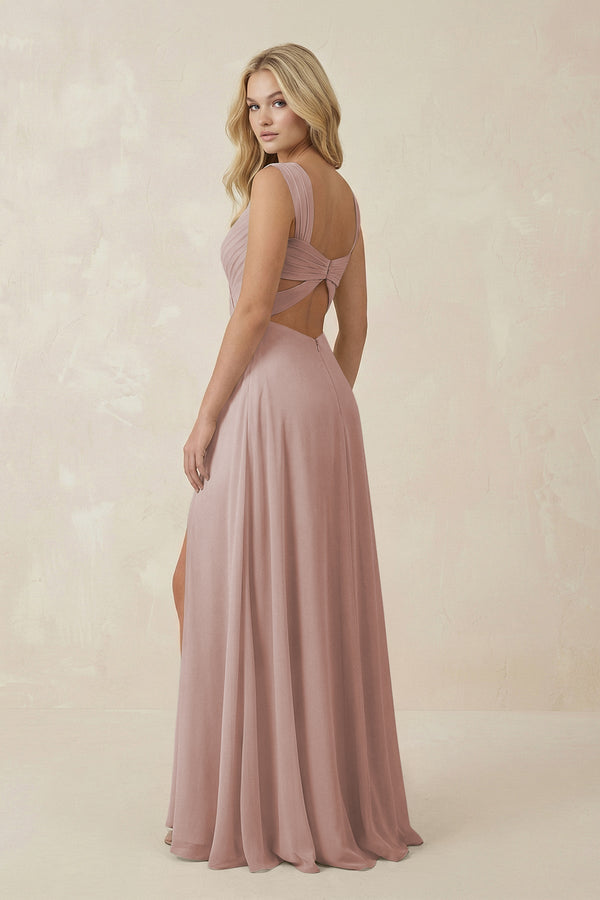 Sweetheart A - Line Chiffon Long Bridesmaid Dress in Toffee - SHE IS ME Bridesmaid Dresses