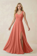 Sweetheart A - Line Chiffon Long Bridesmaid Dress in Wild Rose - SHE IS ME Bridesmaid Dresses