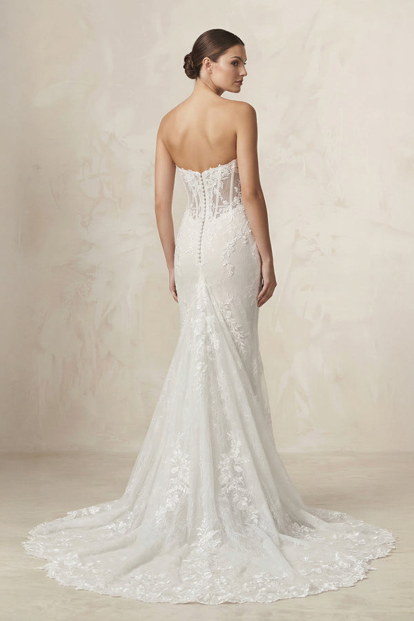 Sweetheart Mermaid Appliqued Corset Wedding Dress in Ivory - SHE IS ME Wedding Dresses