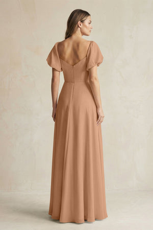 Sweetheart Puff Sleeve A - Line Chiffon Bridesmaid Dress in Bronzer - SHE IS ME Bridesmaid Dresses