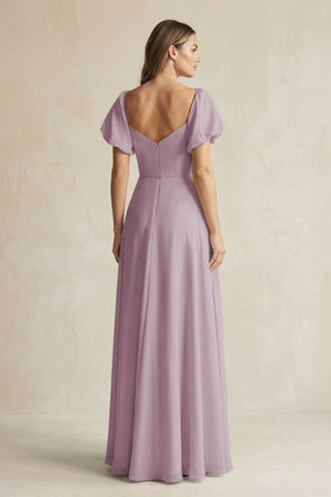 Sweetheart Puff Sleeve A - Line Chiffon Bridesmaid Dress in Dusk - SHE IS ME Bridesmaid Dresses