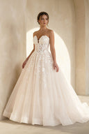 Sweetheart Tulle Ball Gown With Appliques in White and Nude - SHE IS ME Wedding Dresses