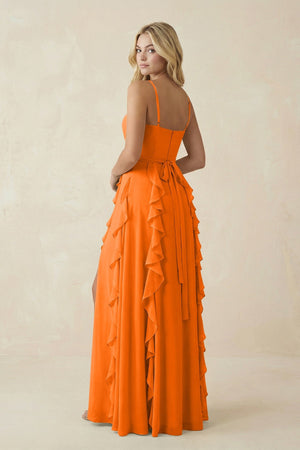 Tiered Ruffle A - Line Chiffon Bridesmaid Dress in Cinnamon - SHE IS ME Bridesmaid Dresses