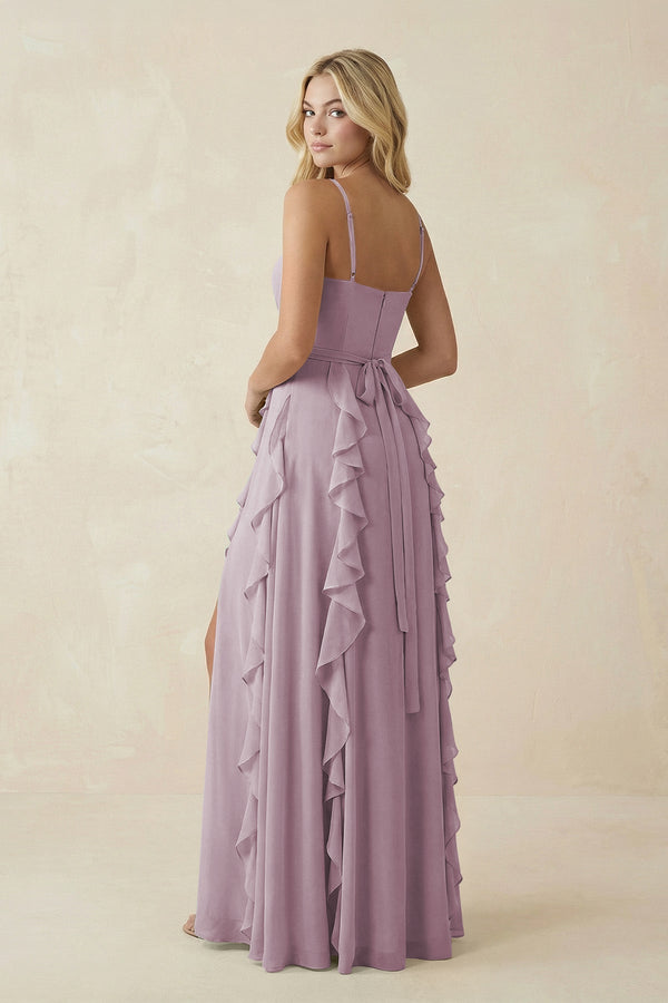 Tiered Ruffle A - Line Chiffon Bridesmaid Dress in Dusk - SHE IS ME Bridesmaid Dresses