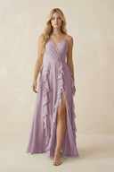 Tiered Ruffle A - Line Chiffon Bridesmaid Dress in Dusk - SHE IS ME Bridesmaid Dresses