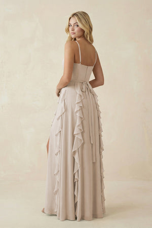 Tiered Ruffle A - Line Chiffon Bridesmaid Dress in Frost - SHE IS ME Bridesmaid Dresses