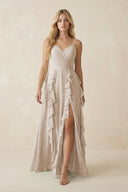 Tiered Ruffle A - Line Chiffon Bridesmaid Dress in Frost - SHE IS ME Bridesmaid Dresses
