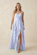 Tiered Ruffle A - Line Chiffon Bridesmaid Dress in Ice - SHE IS ME Bridesmaid Dresses