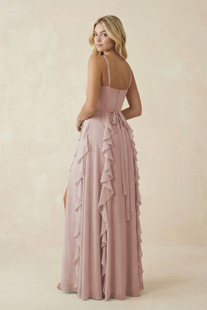 Tiered Ruffle A - Line Chiffon Bridesmaid Dress in Toffee - SHE IS ME Bridesmaid Dresses