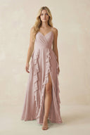 Tiered Ruffle A - Line Chiffon Bridesmaid Dress in Toffee - SHE IS ME Bridesmaid Dresses