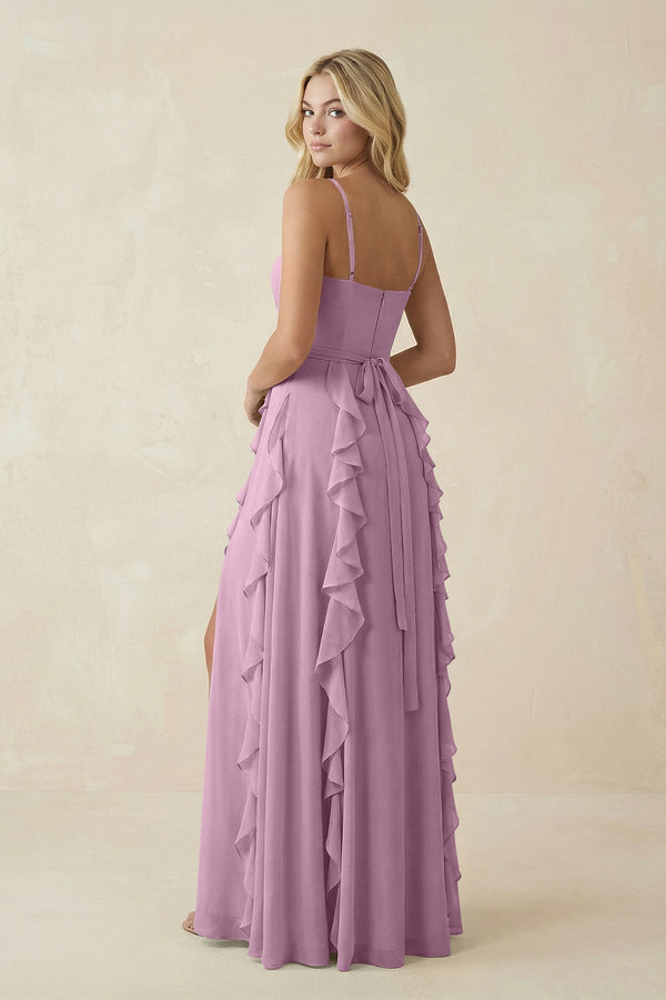 Tiered Ruffle A - Line Chiffon Bridesmaid Dress in Wisteria - SHE IS ME Bridesmaid Dresses