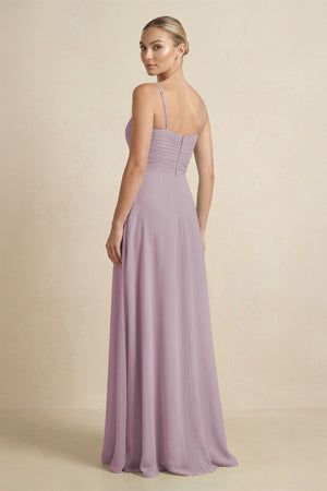 V - Neck A - Line Chiffon Pleated Bridesmaid Dress in Dusk - SHE IS ME Bridesmaid Dresses