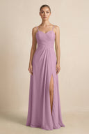 V - Neck A - Line Chiffon Pleated Bridesmaid Dress in Wisteria - SHE IS ME Bridesmaid Dresses