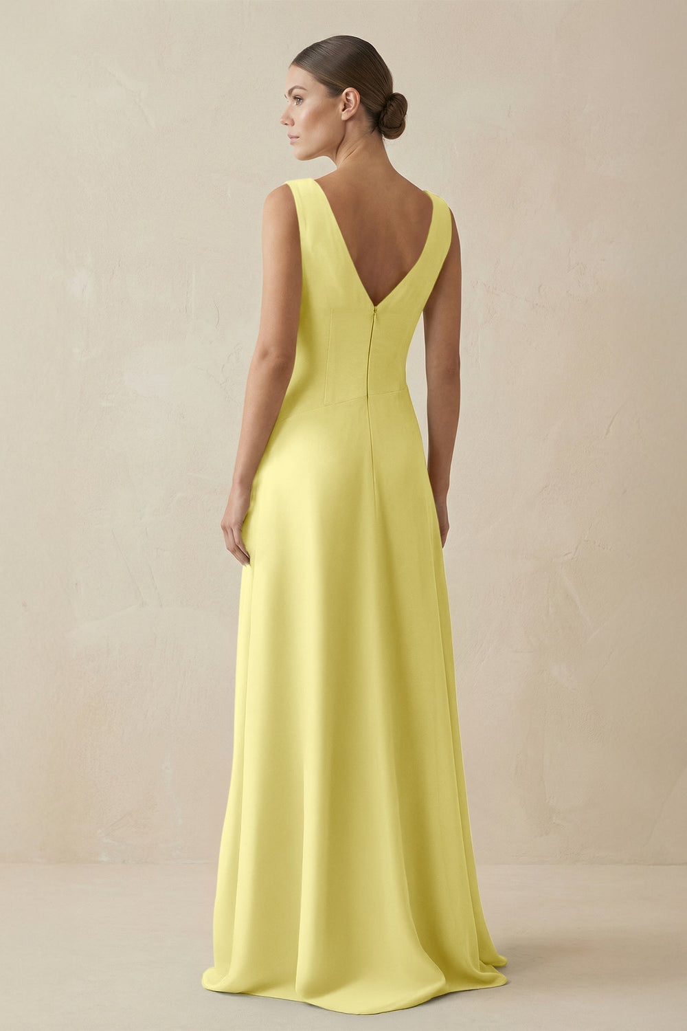 V - Neck A - Line Chiffon Ruffled Bridesmaid Dress in Buttercup - SHE IS ME Bridesmaid Dresses