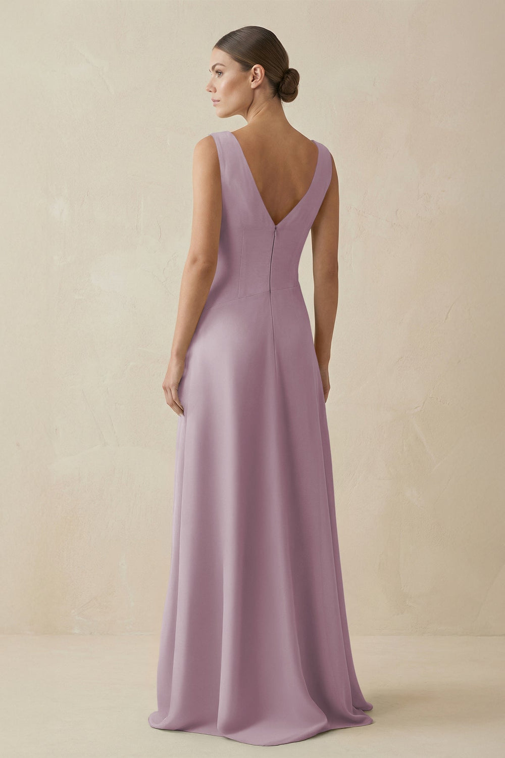 V - Neck A - Line Chiffon Ruffled Bridesmaid Dress in Dusk - SHE IS ME Bridesmaid Dresses