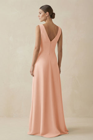 V - Neck A - Line Chiffon Ruffled Bridesmaid Dress in English Rose - SHE IS ME Bridesmaid Dresses