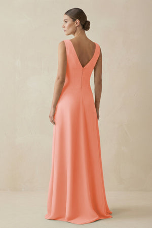 V - Neck A - Line Chiffon Ruffled Bridesmaid Dress in Rosette - SHE IS ME Bridesmaid Dresses