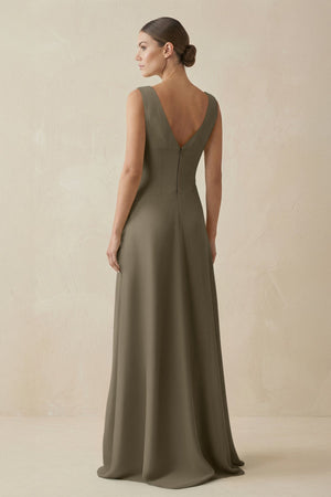 V - Neck A - Line Chiffon Ruffled Bridesmaid Dress in Willow Green - SHE IS ME Bridesmaid Dresses