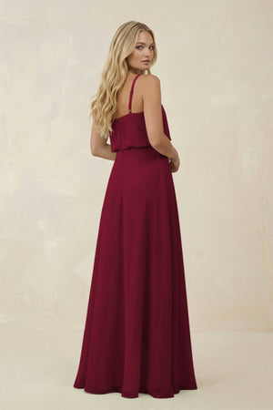 V - Neck Blouson A - Line Chiffon Bridesmaid Dress in Berry - SHE IS ME Bridesmaid Dresses