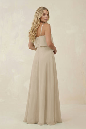 V - Neck Blouson A - Line Chiffon Bridesmaid Dress in Champagne - SHE IS ME Bridesmaid Dresses