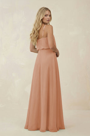 V - Neck Blouson A - Line Chiffon Bridesmaid Dress in Champagne Rose - SHE IS ME Bridesmaid Dresses