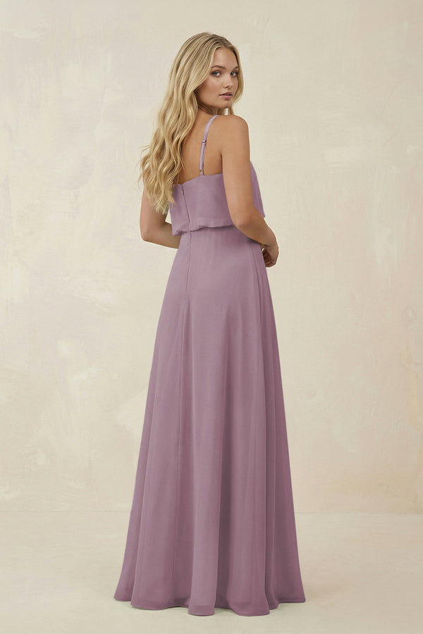V - Neck Blouson A - Line Chiffon Bridesmaid Dress in Dusk - SHE IS ME Bridesmaid Dresses