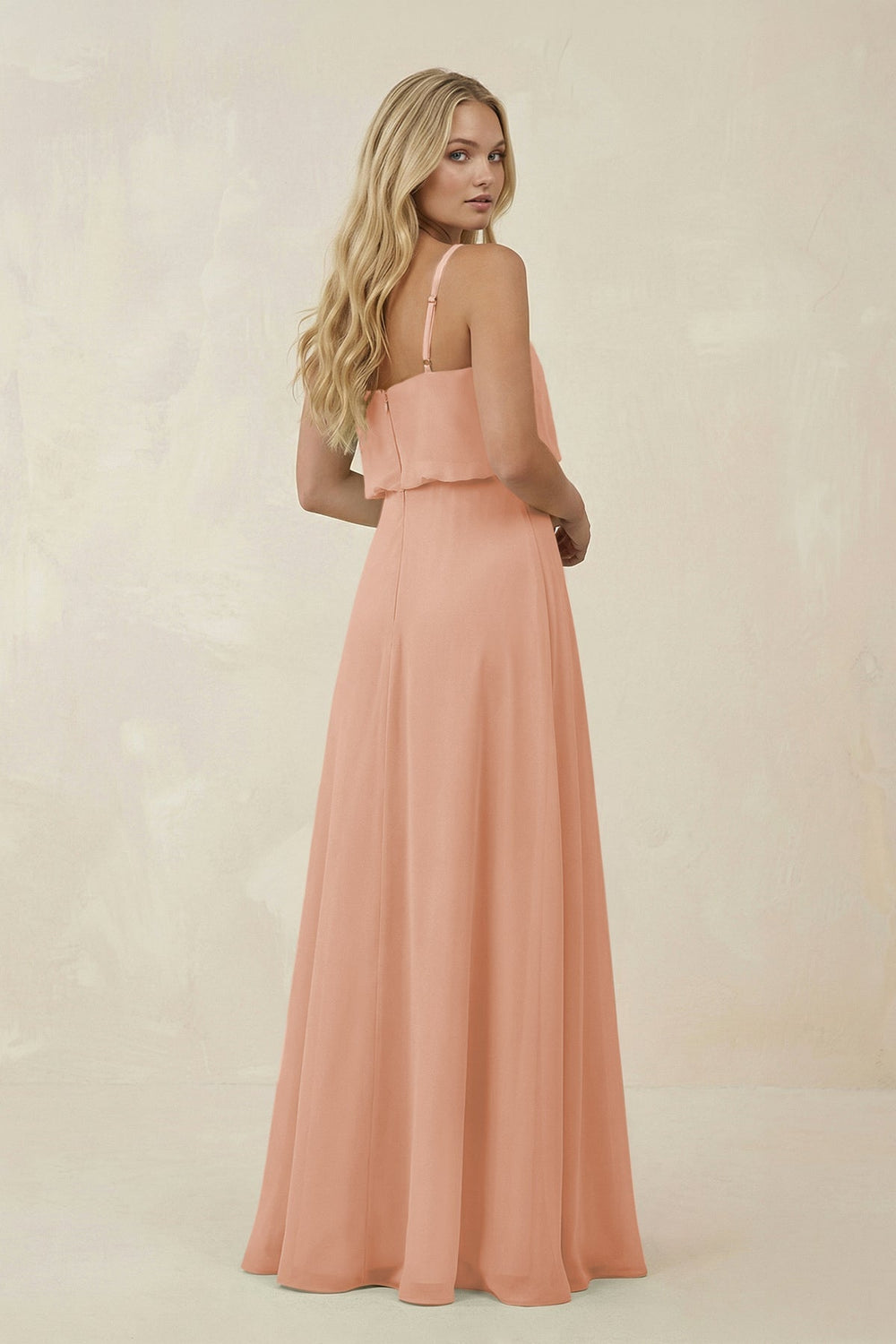 V - Neck Blouson A - Line Chiffon Bridesmaid Dress in English Rose - SHE IS ME Bridesmaid Dresses